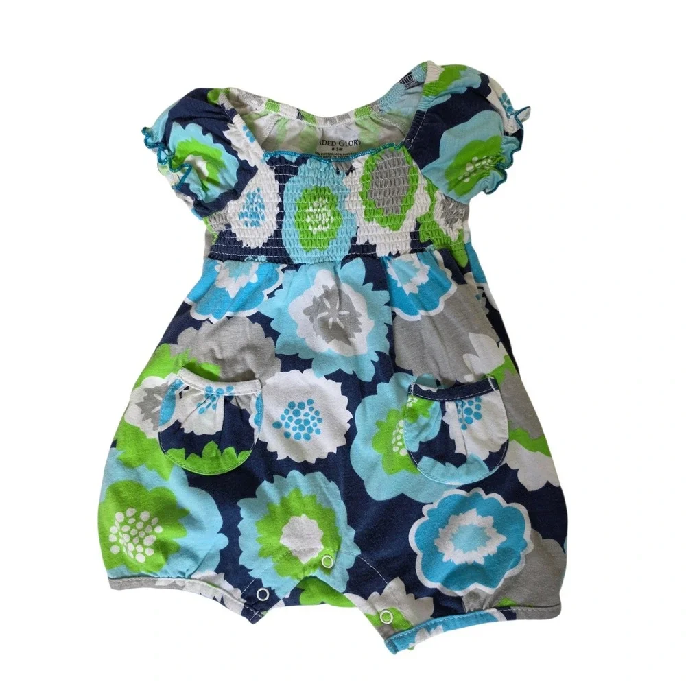 Baby Girl Clothes‎ Bundle 0-3M 0-6M Rompers Bodysuits Floral Giraffe Lot 7pc